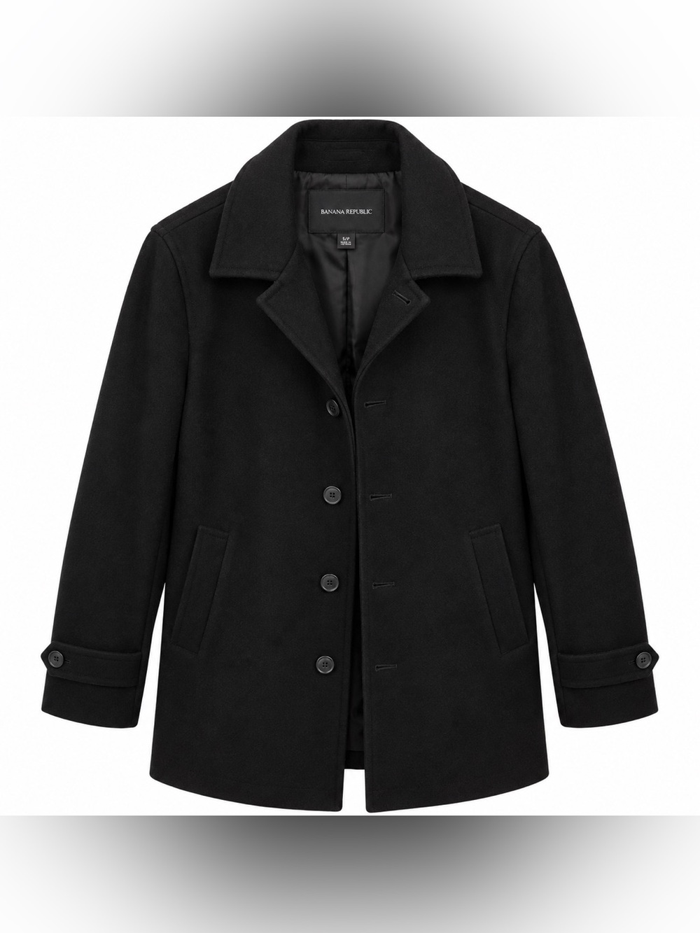 Banana Republic Men’s Emmetex Italian Fabric Black Wool blend Peacoat Size S